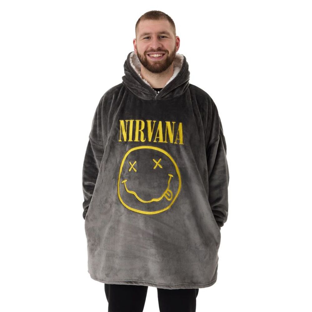 Nirvana Mens Logo Blanket Hoodie / Gray